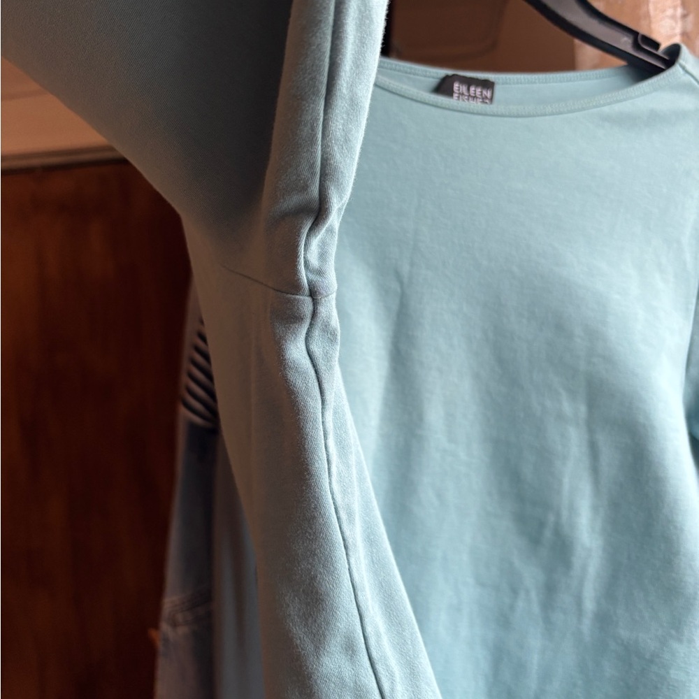 Eileen Fisher Round Neck 3/4 Sleeve 100% Cotton Ocean Blue Tee Shirt, Women’s XL - Picture 12 of 16